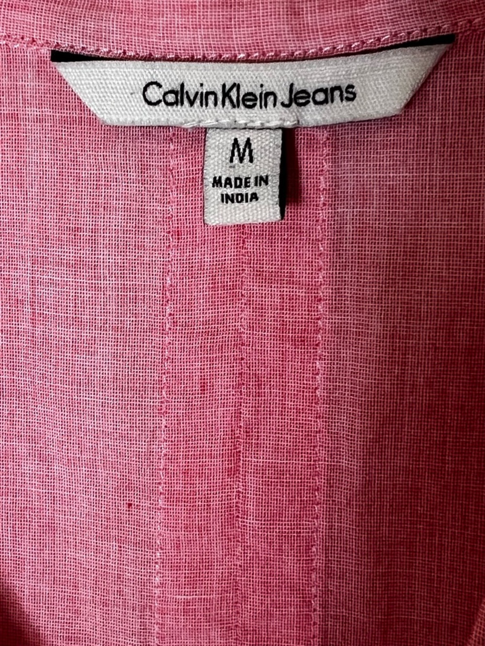 Calvin Klein Jeans Pink Sleeveless Button-Down Cotton Top - Picture 3 of 6